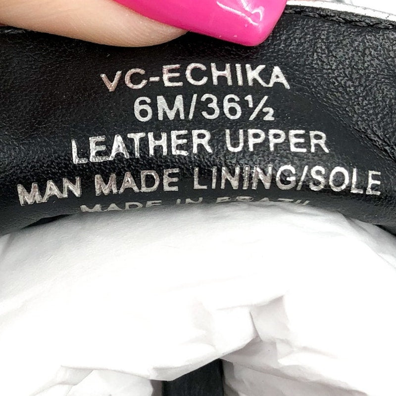 VINCE CAMUTO Women's Echika Loafer 6 M Silver Leather Block Heel Penny NWOB