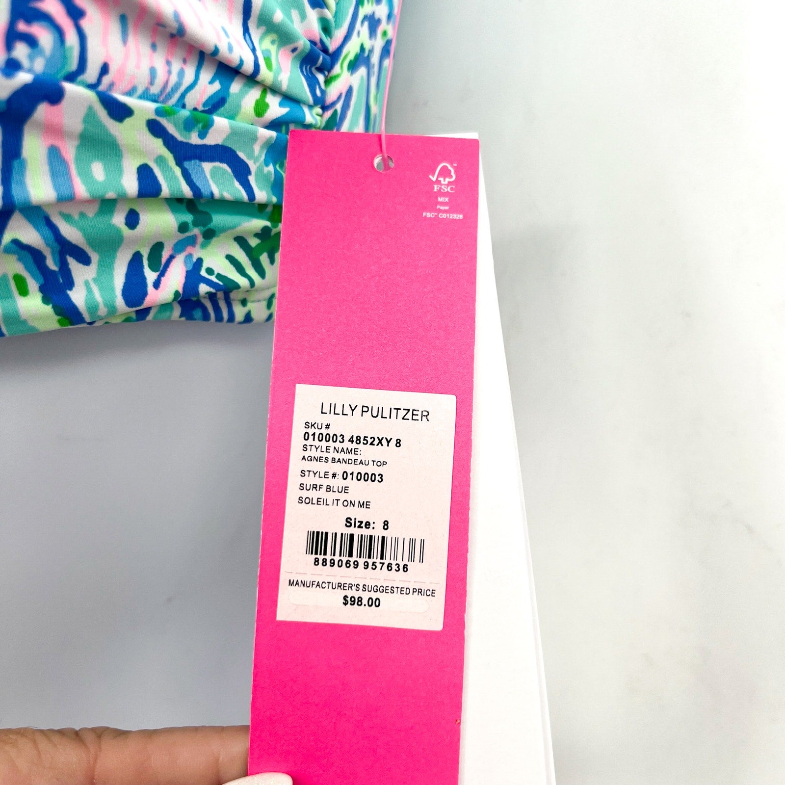 LILLY PULITZER Womens Agnes Bikini Top Size 8 Surf Blue Soleil It On Me NWT