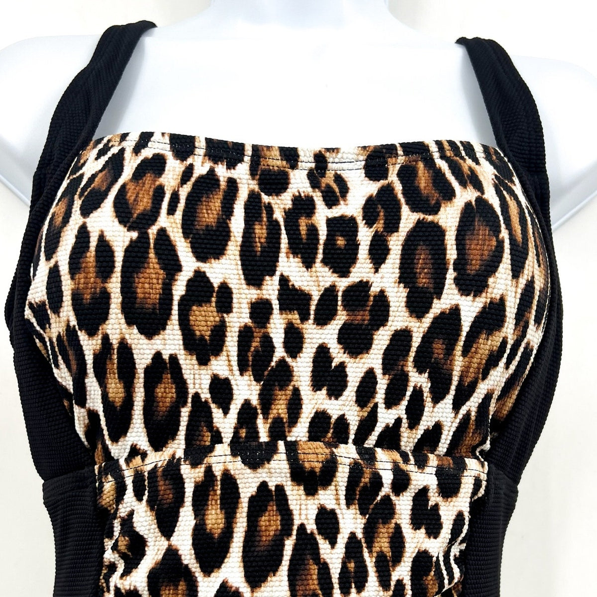 TOMMY BAHAMA Women's Island Cays Leopard One-Piece Swimsuit Size 8 Black Tan NWT