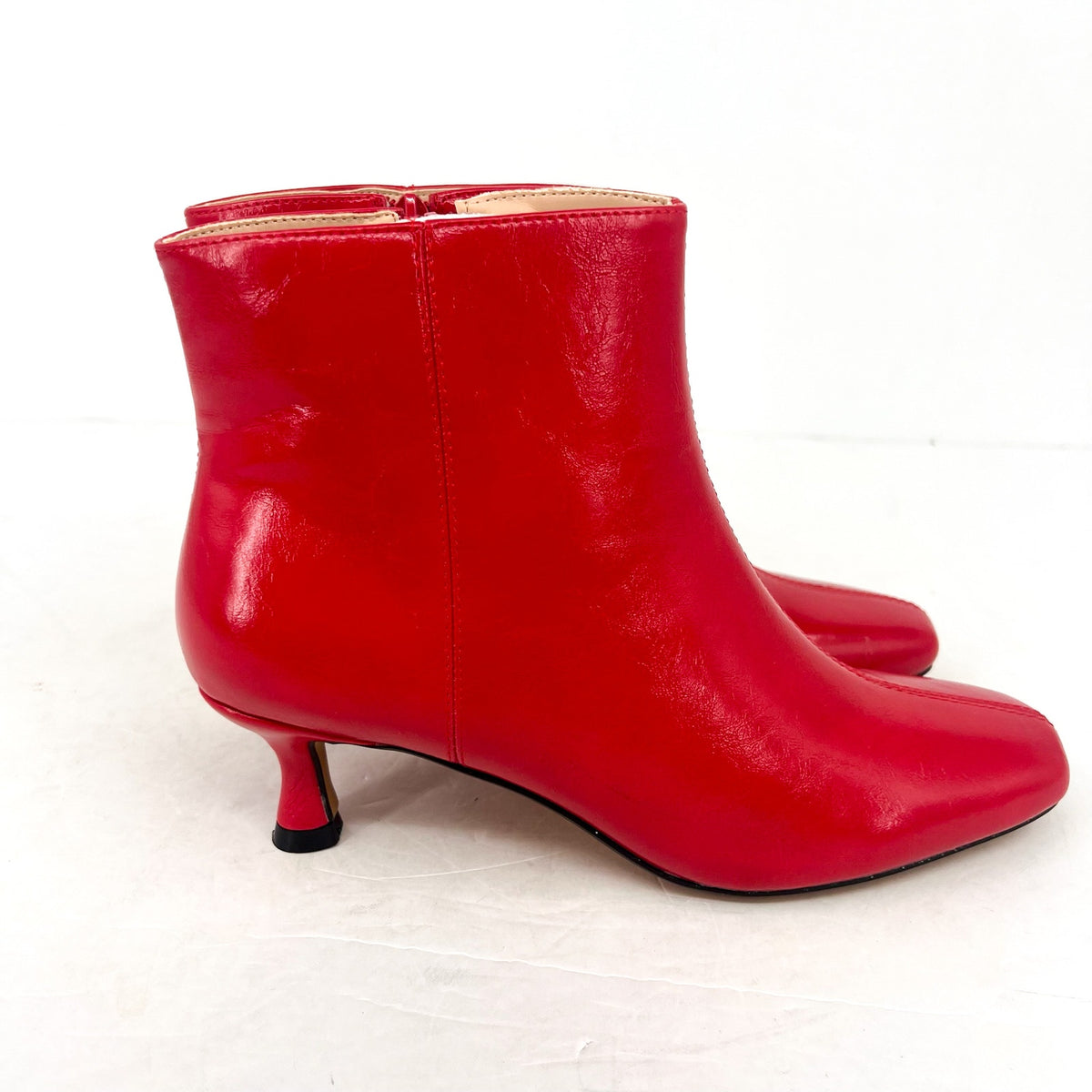 JOURNEE COLLECTION Kelssa Heeled Booties Size 8 Red Patent Vegan Leather NIB