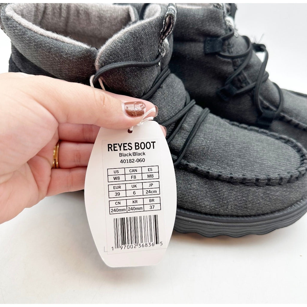 Hey Dude Womens Reyes Ankle Boots Size 8 EU 39 Black Gray NIB