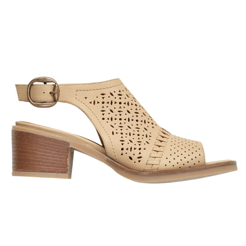 Cammina x Coldwater Creek Women Isabella Heeled Sandal US 8.5 Beige Leather NWOB