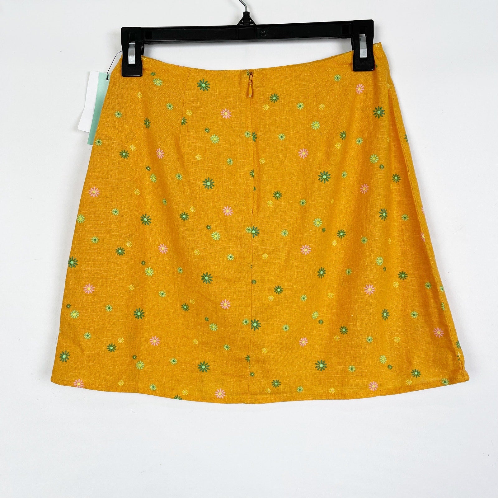 Abound Nordstrom Linen Blend Mini Skirt XS Orange Print Asterisk Floral NWT