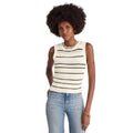 MADEWELL Womens Striped Sweater Vest Medium Cream Black Stripe 100% Cotton NWT