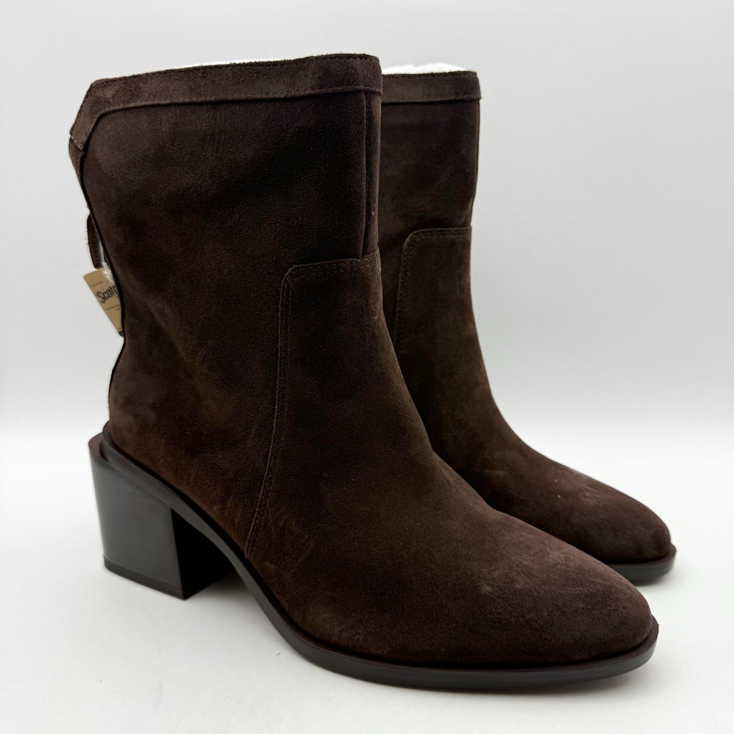 Vince Camuto Womens Kortimy Heeled Ankle Boot US 8 Wide EU 39 Brown Suede NIB