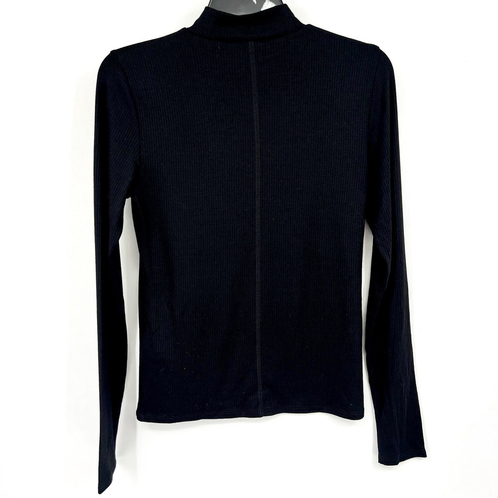 MADEWELL Women's Drapey Rib Long-Sleeve Mockneck Top Medium Jet Black NS610 NWT