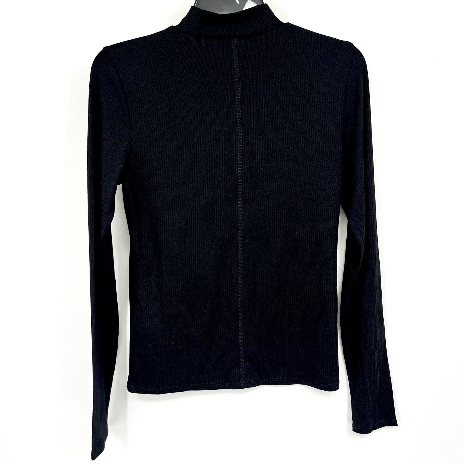MADEWELL Women's Drapey Rib Long-Sleeve Mockneck Top Medium Jet Black NS610 NWT
