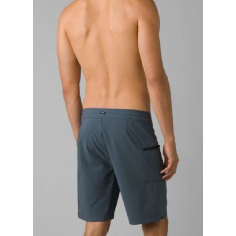 PRANA Men's Fenton Board Shorts Size 36 Grey Blue 7" Inseam Drawcord Swim NWT