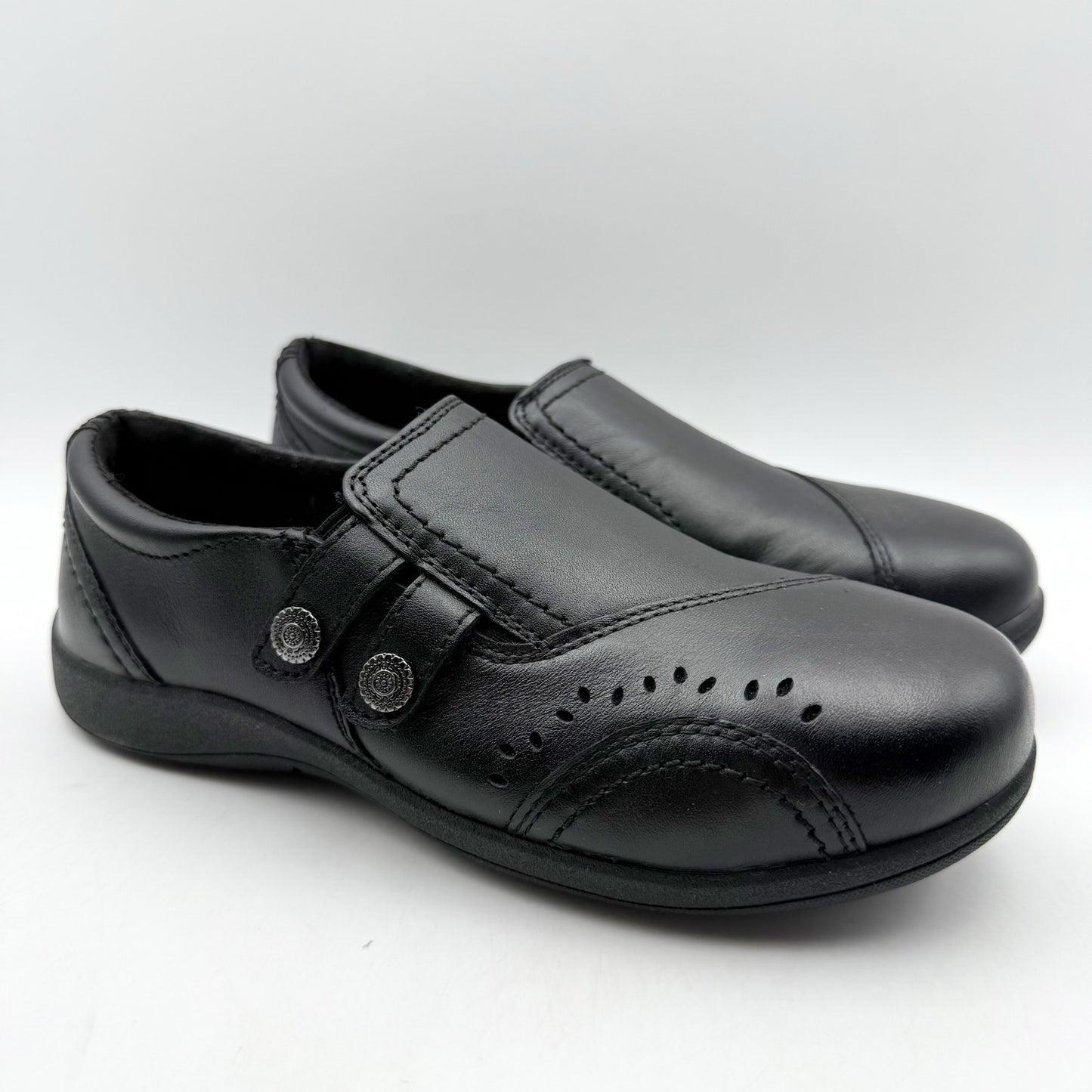 Rockport Womens Daisey Alloy Toe Work Slip-On Shoe US 5.5 Wide Black Leather NIB