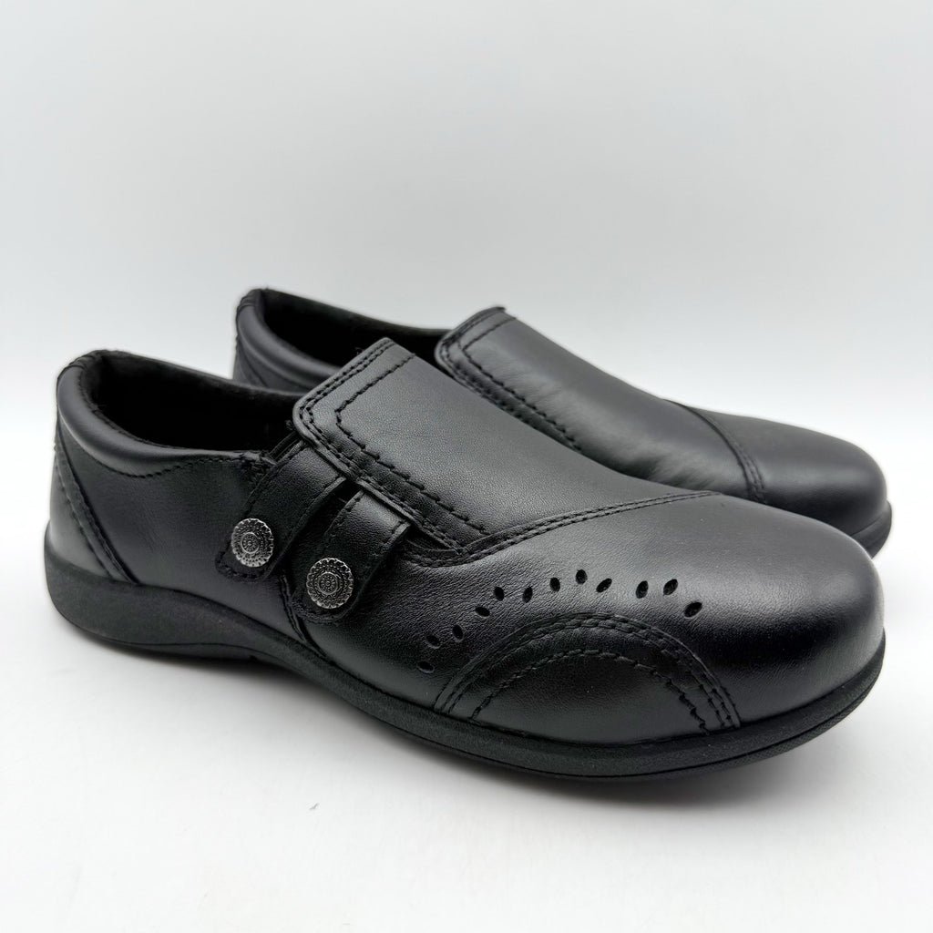 Rockport Womens Daisey Work Slip-On Shoe US 5.5 Wide Black Leather Alloy Toe NIB