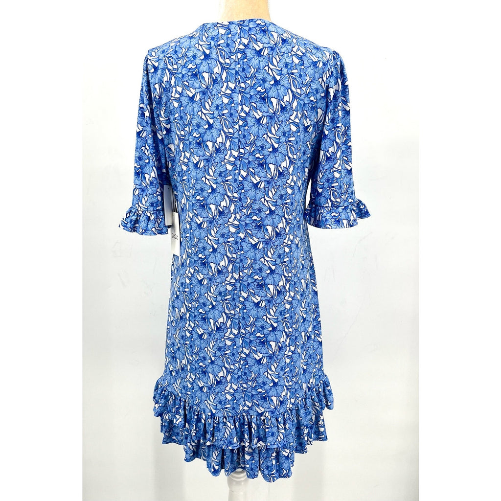 CECE V-Neck Ruffled Floral Shift Dress Medium New Ivory Floating Floral NWT