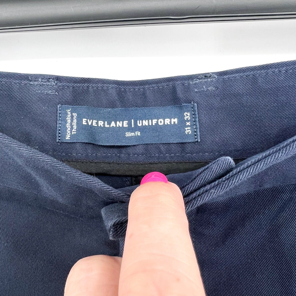 EVERLANE Men's Uniform Performance Chino 31x32 Navy Blue Slim Fit Pants NWT
