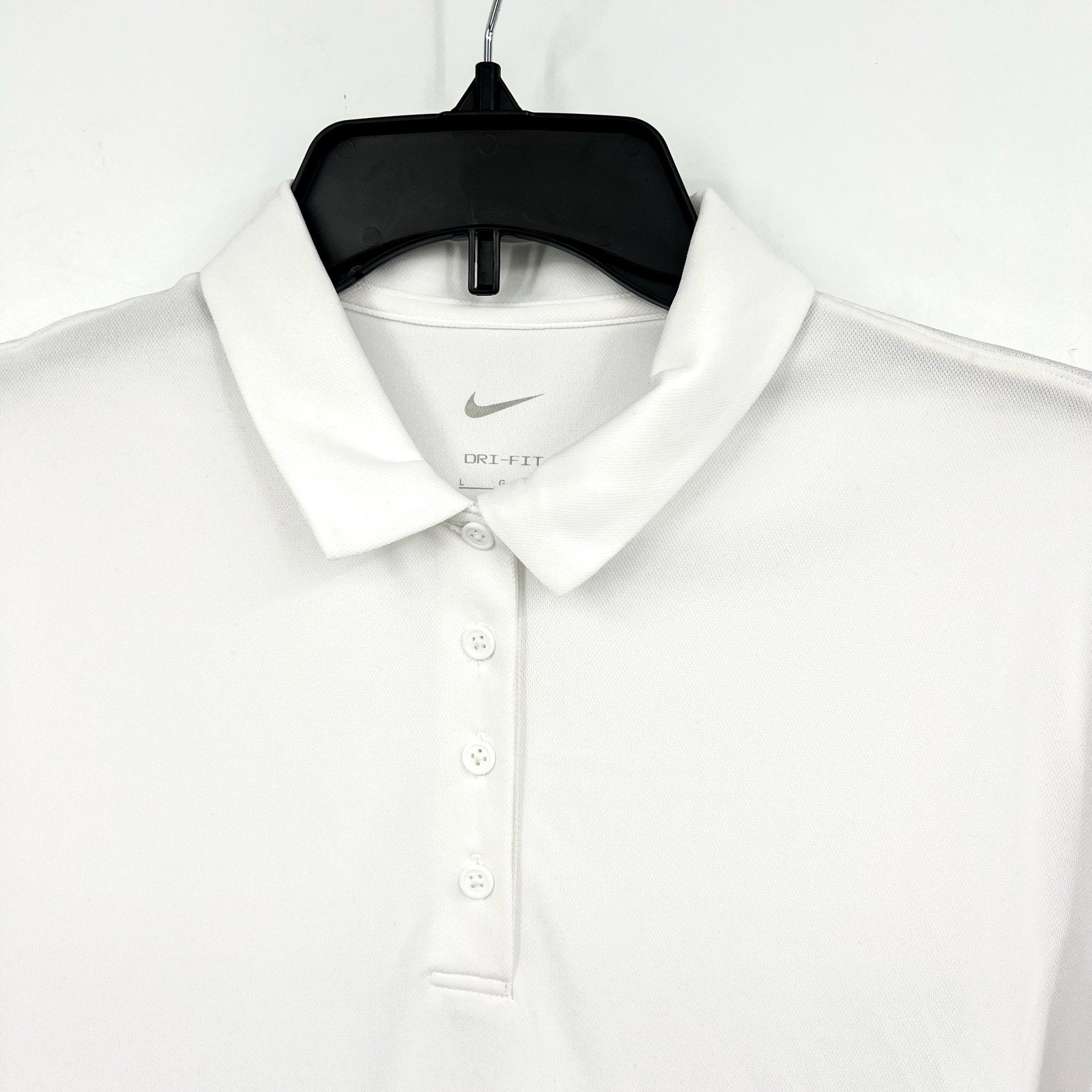 NIKE Women's Dri-FIT Victory Golf Polo Shirt Large White Short Sleeve NWT
