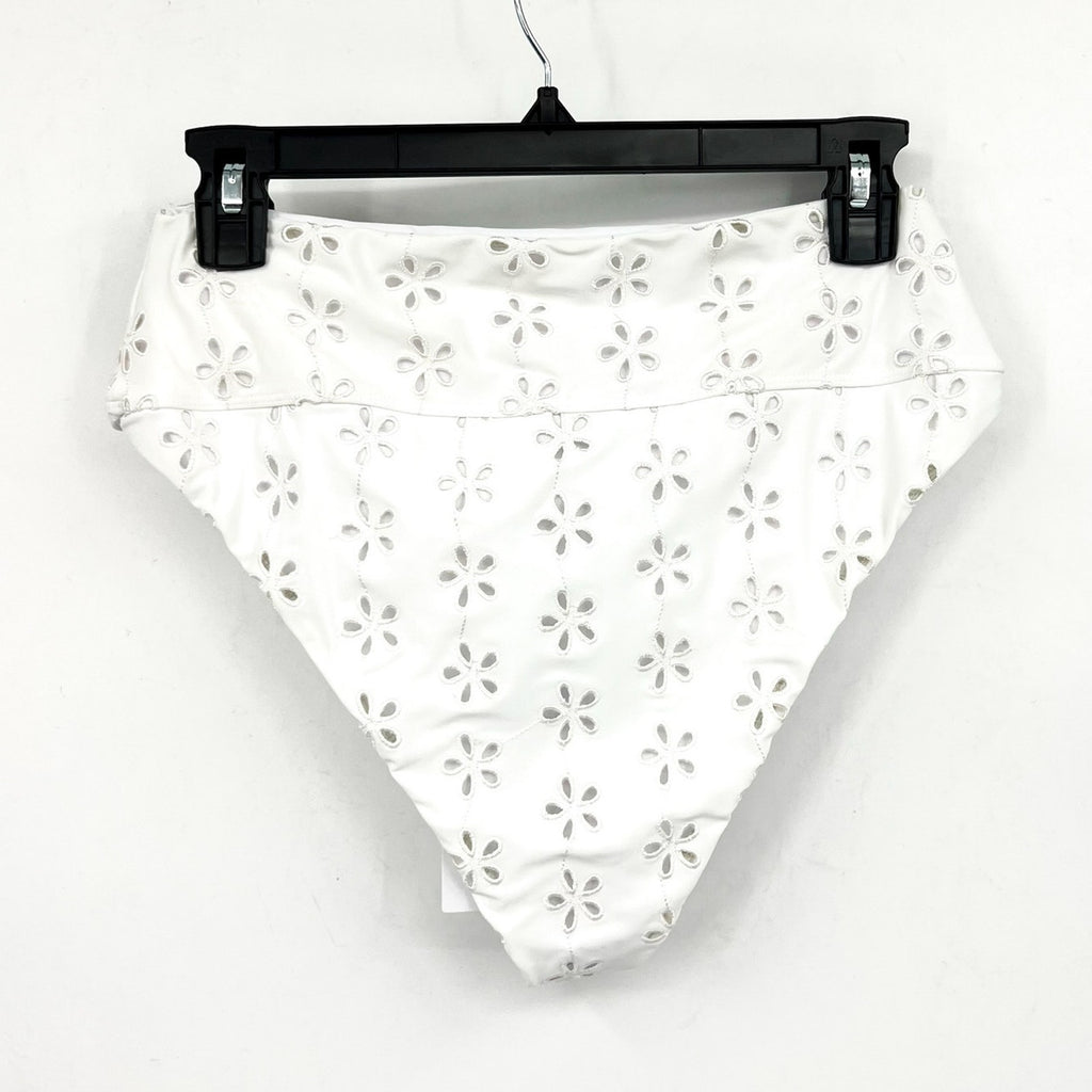 BEACH RIOT Women's Hazel Eyelet Bikini Bottom Large White Magnolia NWT