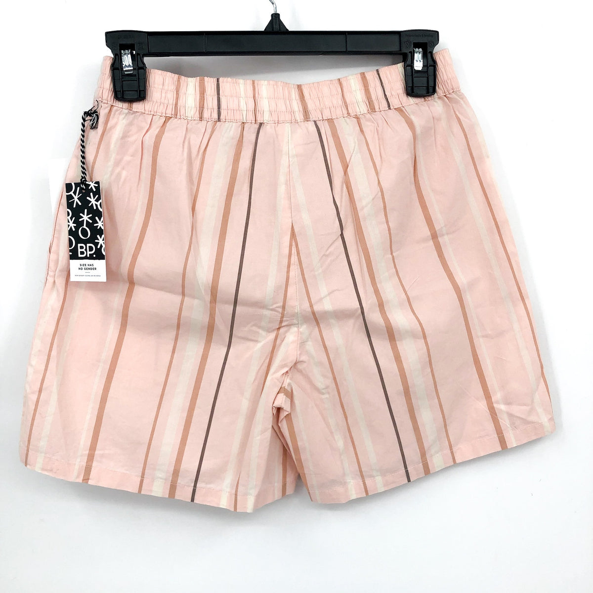 BP. Unisex Stripe Cotton Casual Short XXS Pink/Cream Elastic Waist Nordstrom NWT