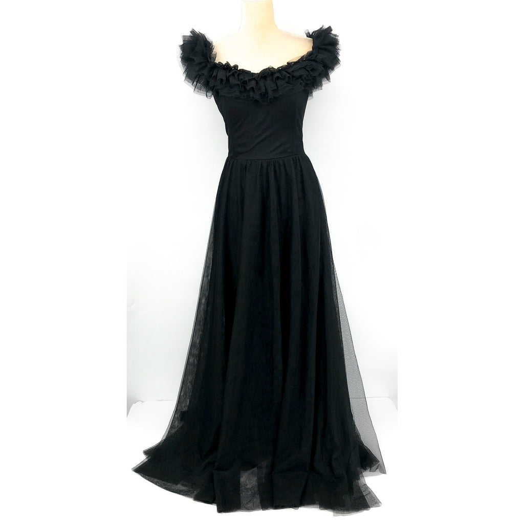 CITY STUDIOS Women's Ruffled Evening Gown 16W Plus Black Tulle Trim NWT