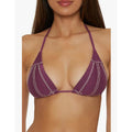 BECCA Color Sheen Contrast-Stitch Triangle Bikini Top D Cup Purple Aubergine NWT