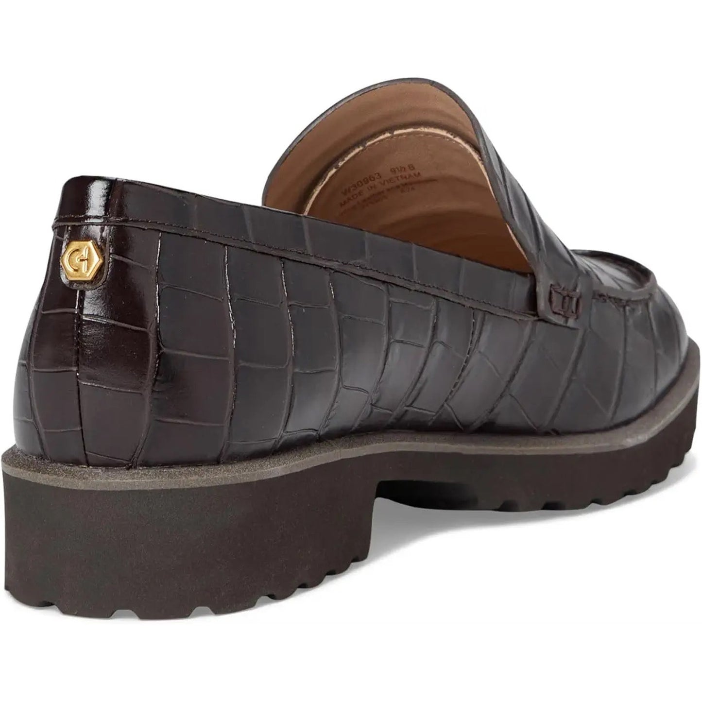 Cole Haan Womens Geneva Loafer US 5.5 B EU 35.5 Brown Croc Leather Lugged NIB