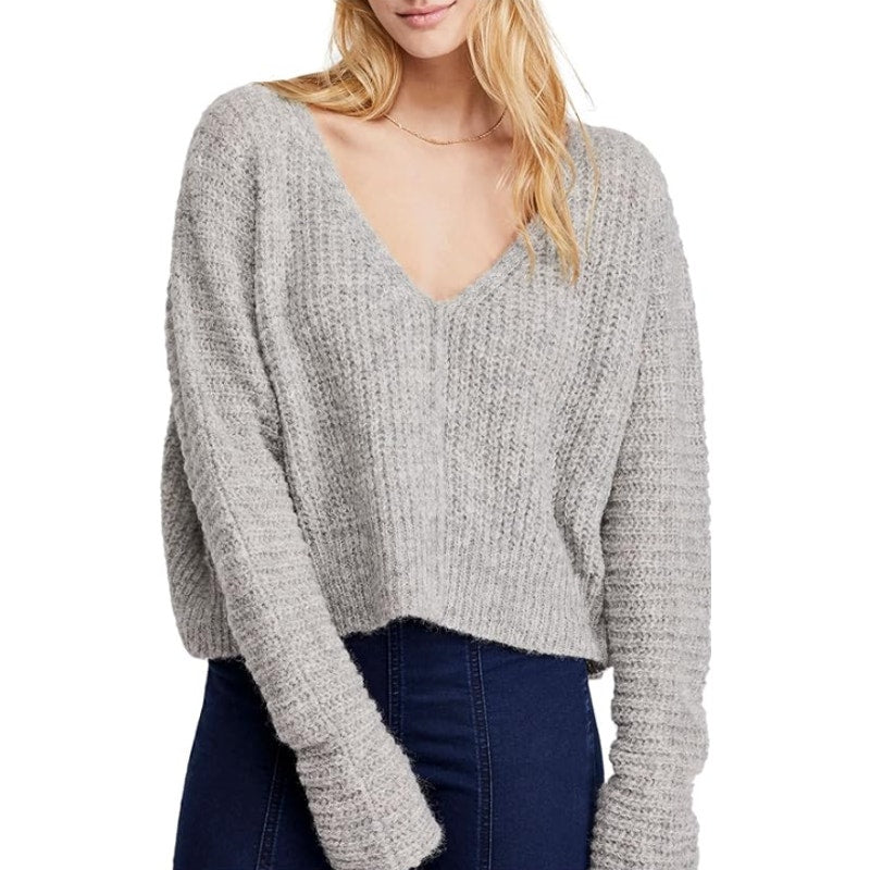FREE PEOPLE Women's Moonbeam Slouchy Knit Sweater Medium Grey Alpaca NWOT