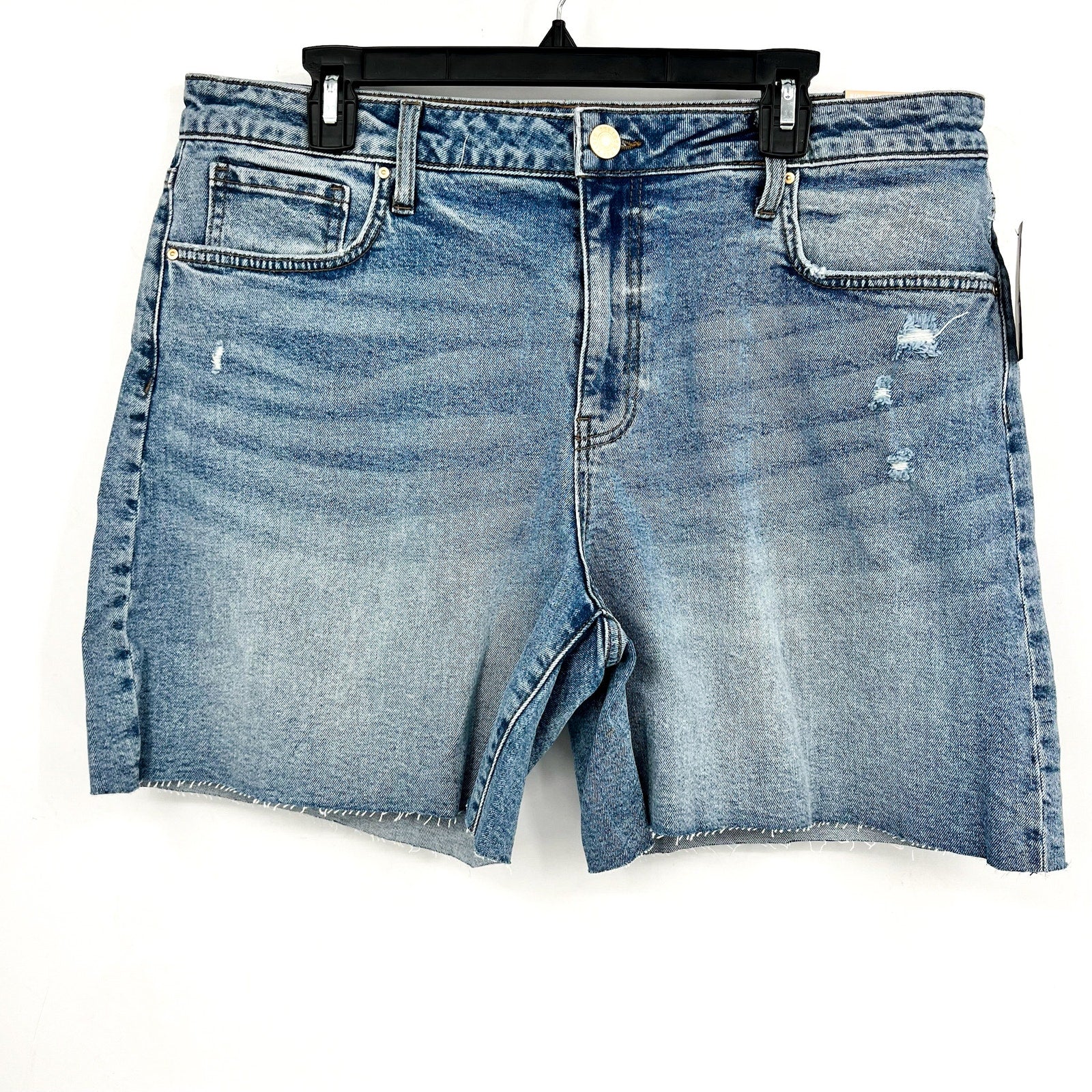 KUT FROM THE KLOTH Hailey Cut-off Denim Shorts Size 14 Focus Blue Jean NWT