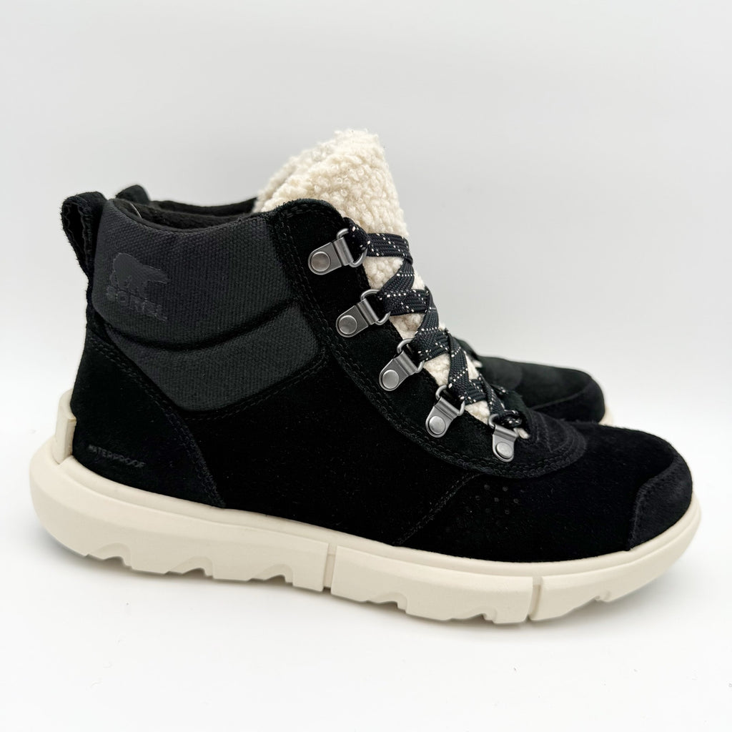 Sorel Women Explorer Next Hiker Bootie US 7 Black Suede Waterproof Insulated NIB