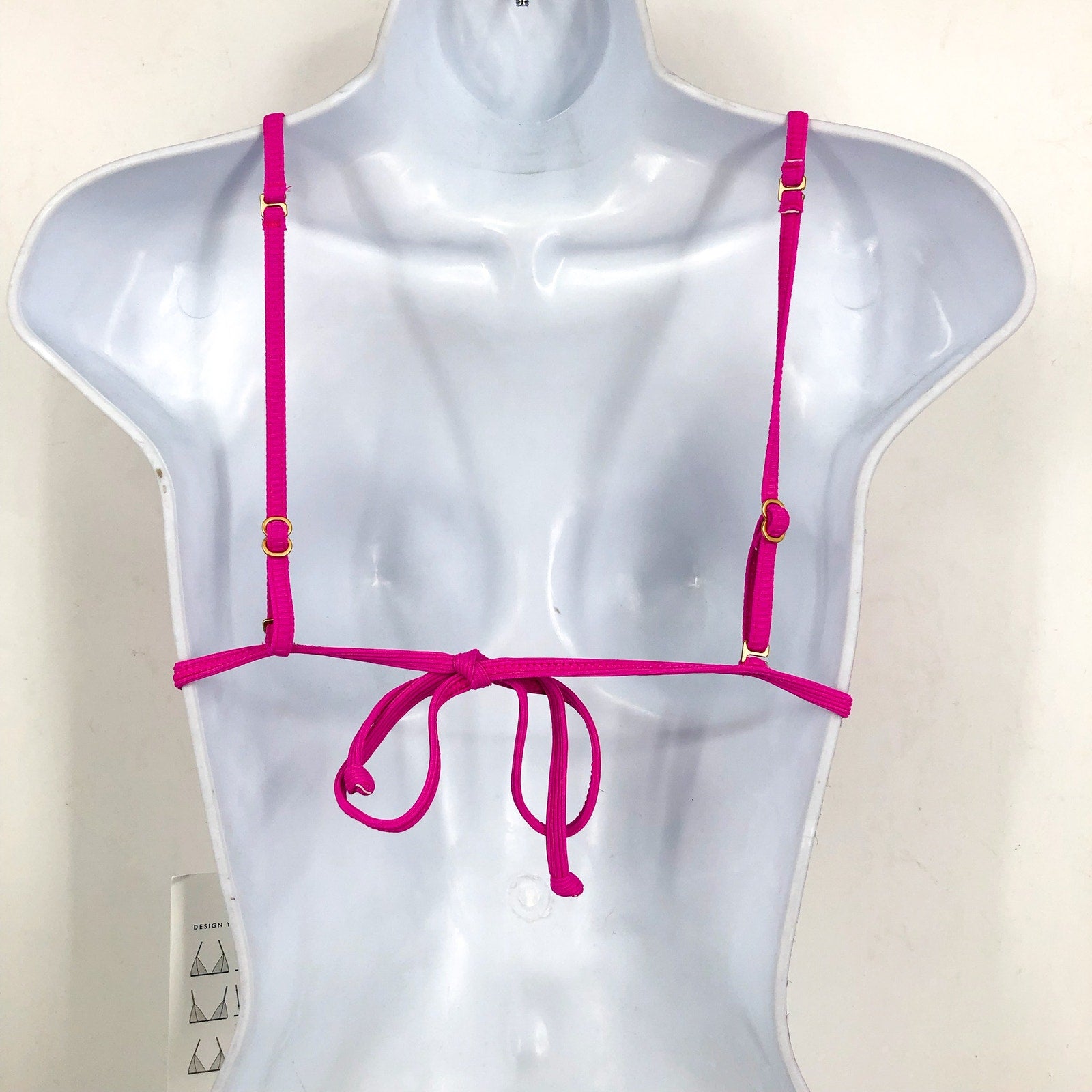 L*SPACE Lindsay Bikini Top XL Pink Bright Fuchsia Ribbed Triangle NWT