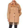 SANCTUARY Womens Fringe Coat Large Camel Tan Wool Blend NWT
