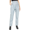 FAITH CONNEXION Women's Pleated Leather Pants FR 36 US 6 Light Green Blue NWOT