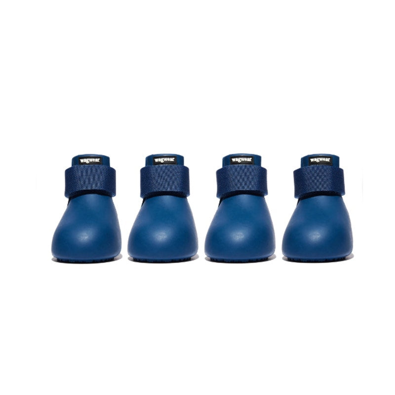 WAGWELLIES Rubber Dog Boots Navy 4 PCS Set Slip On 30-50 lbs NIB