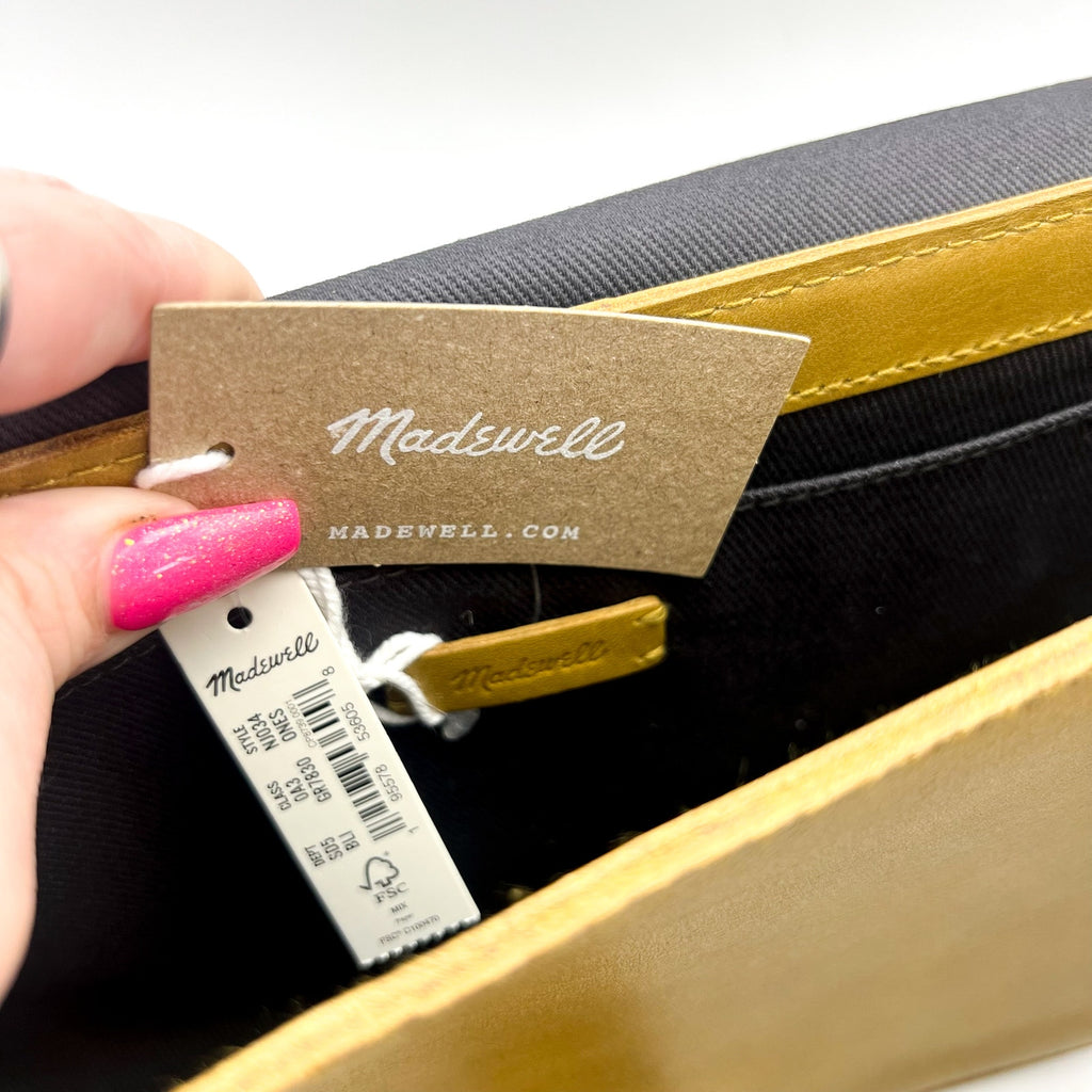 MADEWELL Women’s Transport Flap Shoulder Bag Gold Checkerboard Strap NJ034 NWT