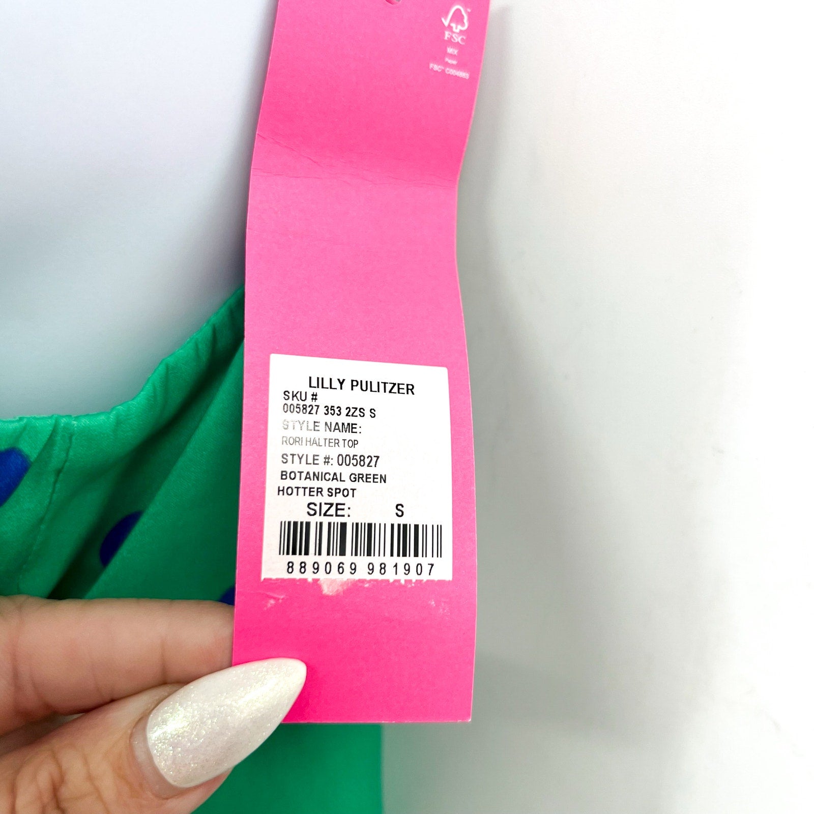 LILLY PULITZER Womens Rori Halter Top Small Botanical Green Hotter Spot NWT