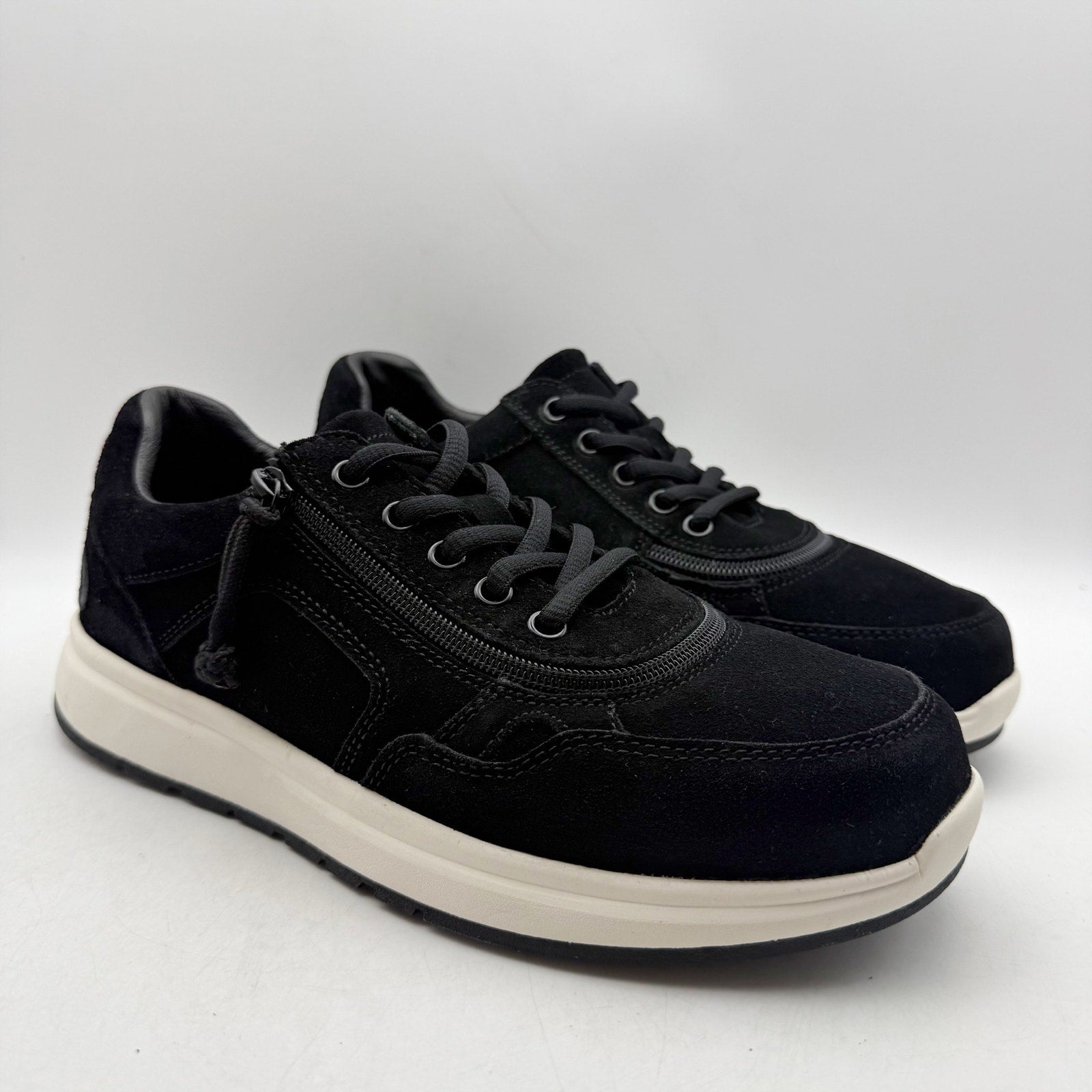 BILLY Footwear Mens Comfort Jogger Sneakers US 7.5 Wide EU 40.5 Black Suede NWOB
