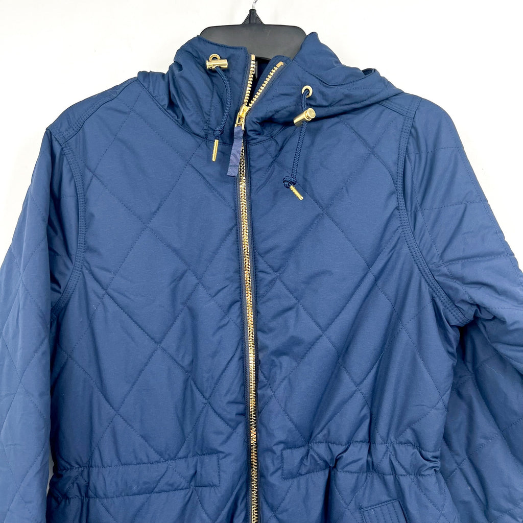 L.L BEAN Womens Bean's Cozy Quilted Coat Medium Petite Blue Mid-Length NWOT