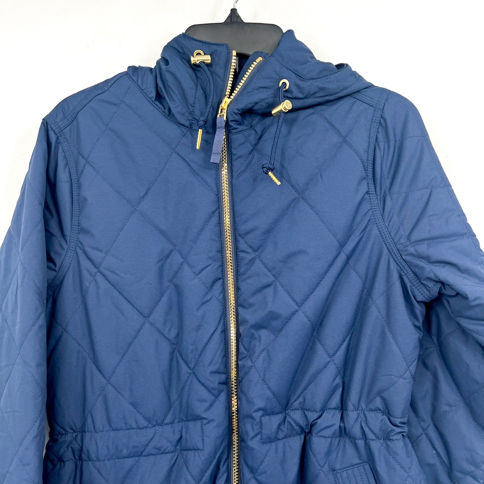 L.L BEAN Womens Bean's Cozy Quilted Coat Medium Petite Blue Mid-Length NWOT