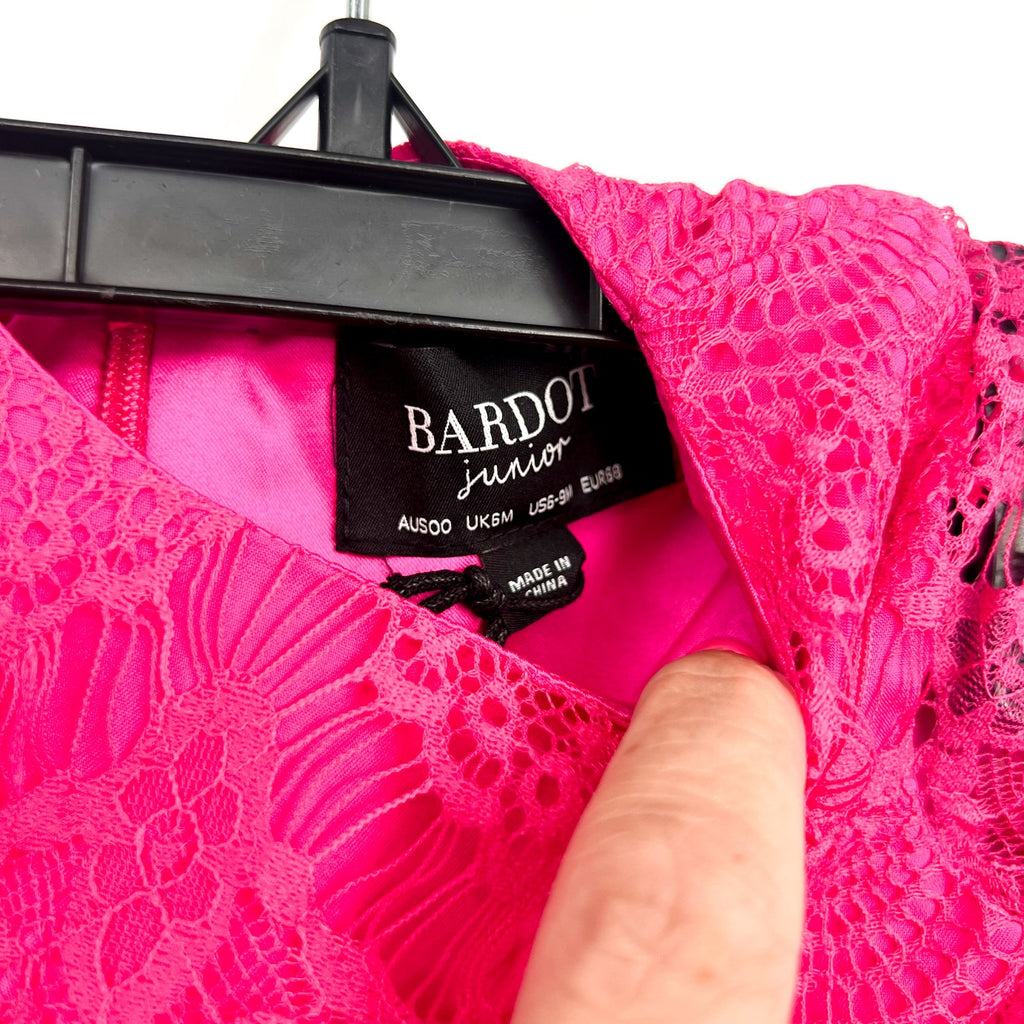 BARDOT JUNIOR Baby Gertrude Lace Dress Size 6-9 Months Pink Long Sleeve NWT