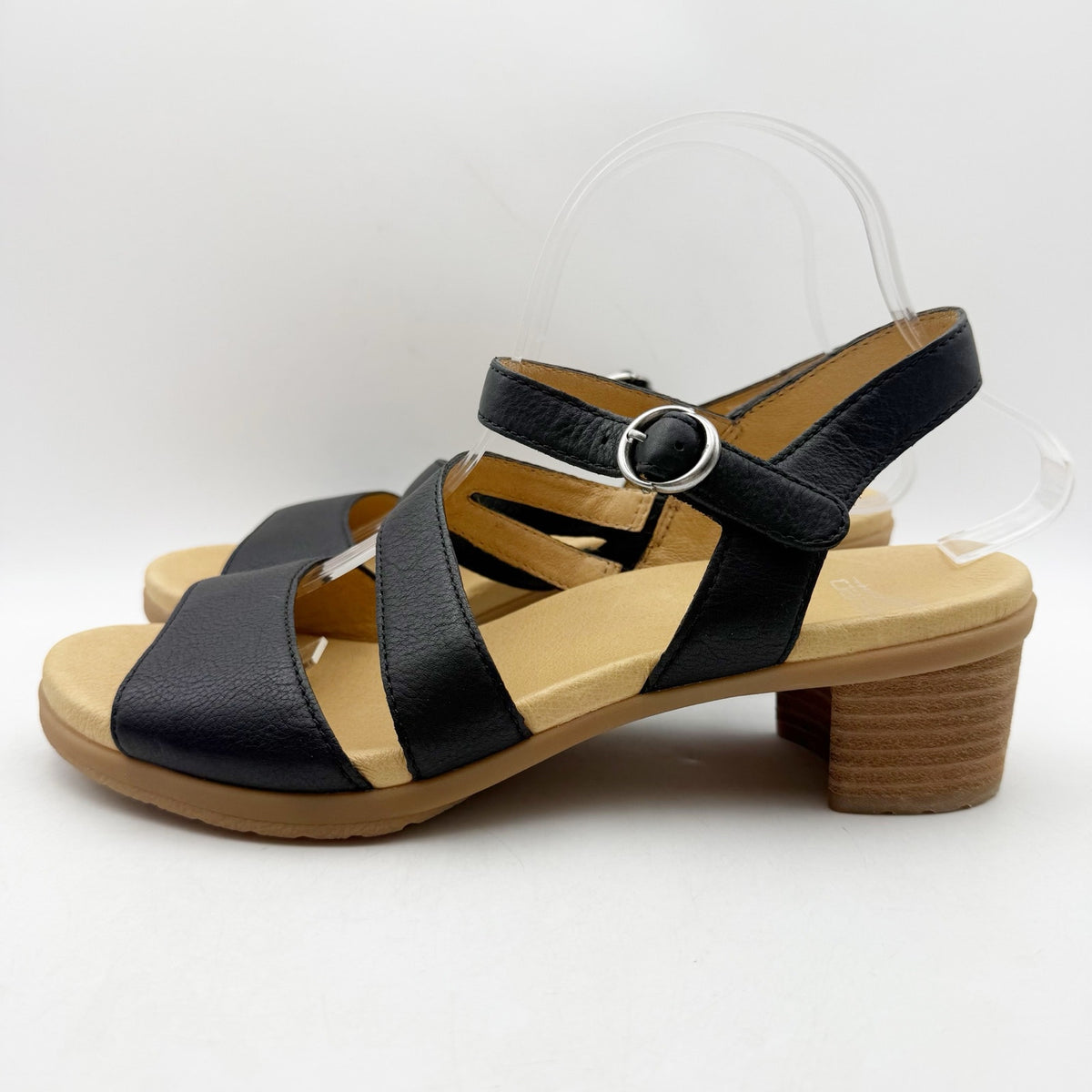 Dansko Womens Tansy Heeled Sandals EU 40 US Size 10-10.5 Black Leather NWOB