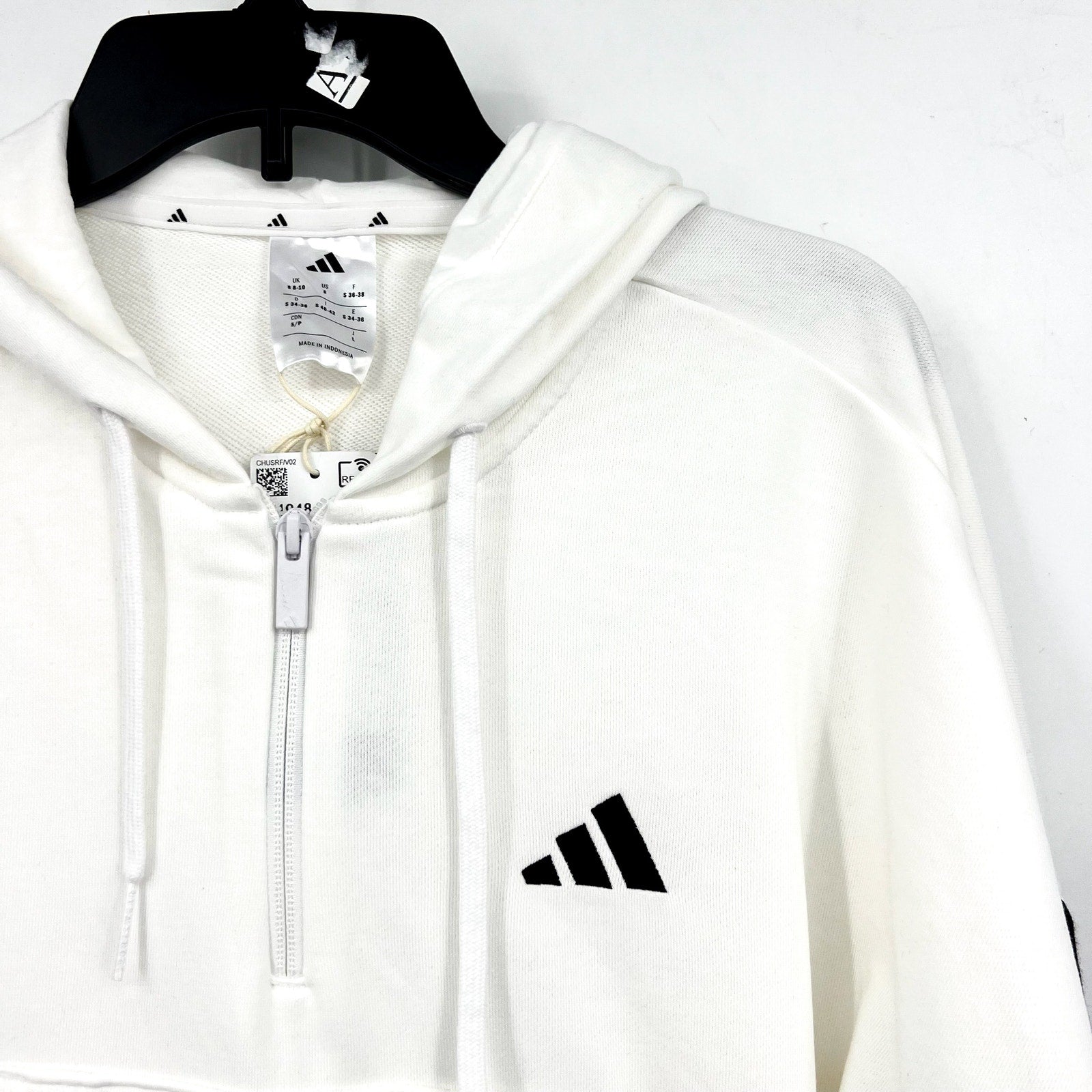 ADIDAS Essentials 3-Stripes French Terry Quarter-Zip Hoodie Small White NWT