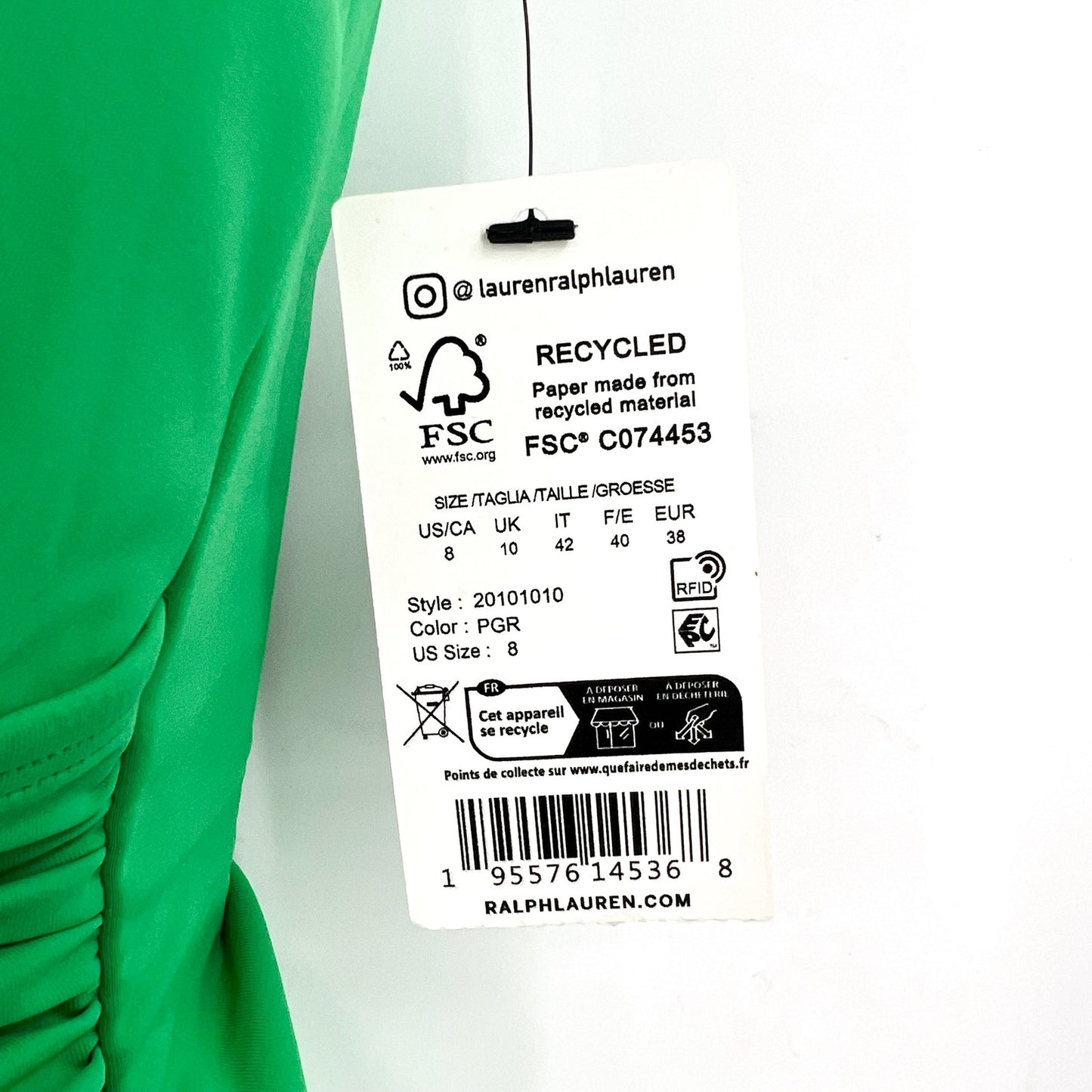 LAUREN RALPH LAUREN Ruffle One Piece Swimsuit Size 8 Palm Green Beach Club NWT