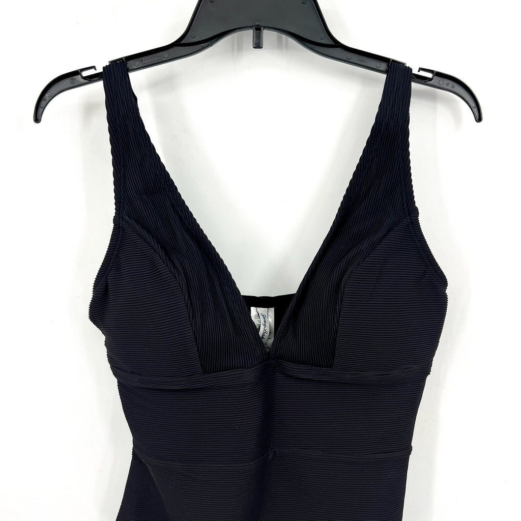 TOMMY BAHAMA Ocean Point One-Piece Swimsuit Size 16 Black Over-the-Shoulder NWT