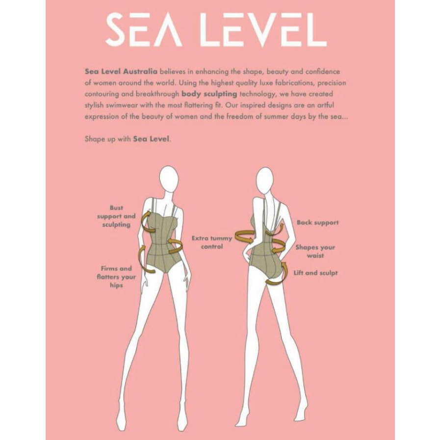 SEA LEVEL Dark Romance Bonded Belt Plunge One Piece Swimsuit Black 10 Halter Bow