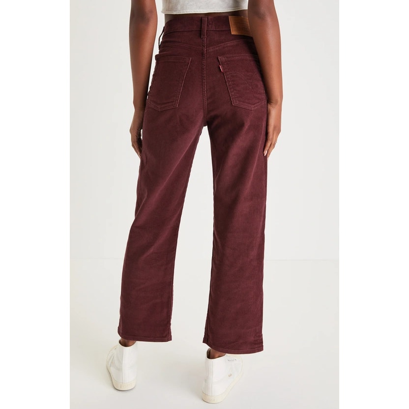 LEVI'S Women's Ribcage Straight Ankle Pants 29x27 US 8 Red Brown Corduroy NWT