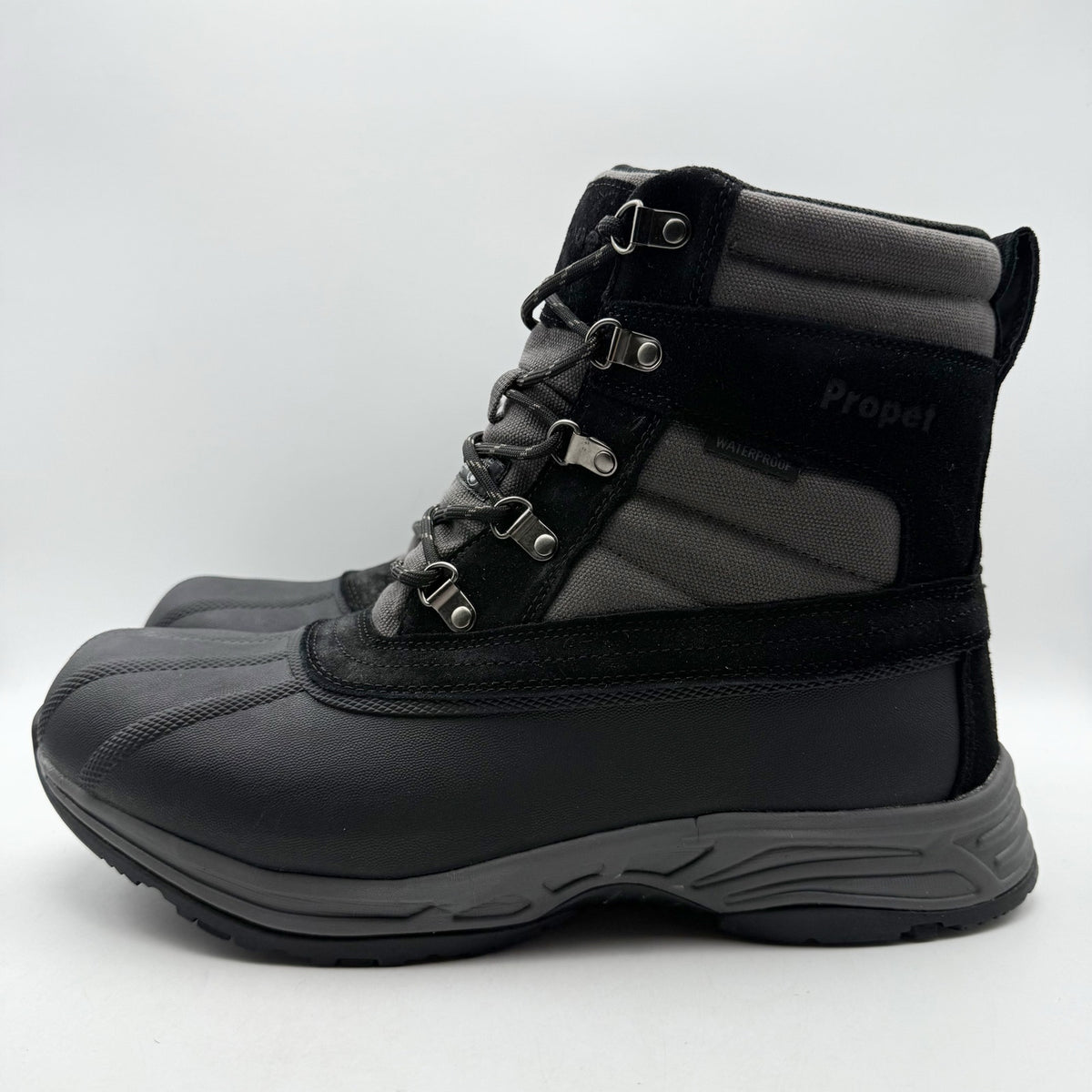 Propet Mens Cortland Boots Size 12 X 3E EU 45.5 Black Canvas Waterproof NIB