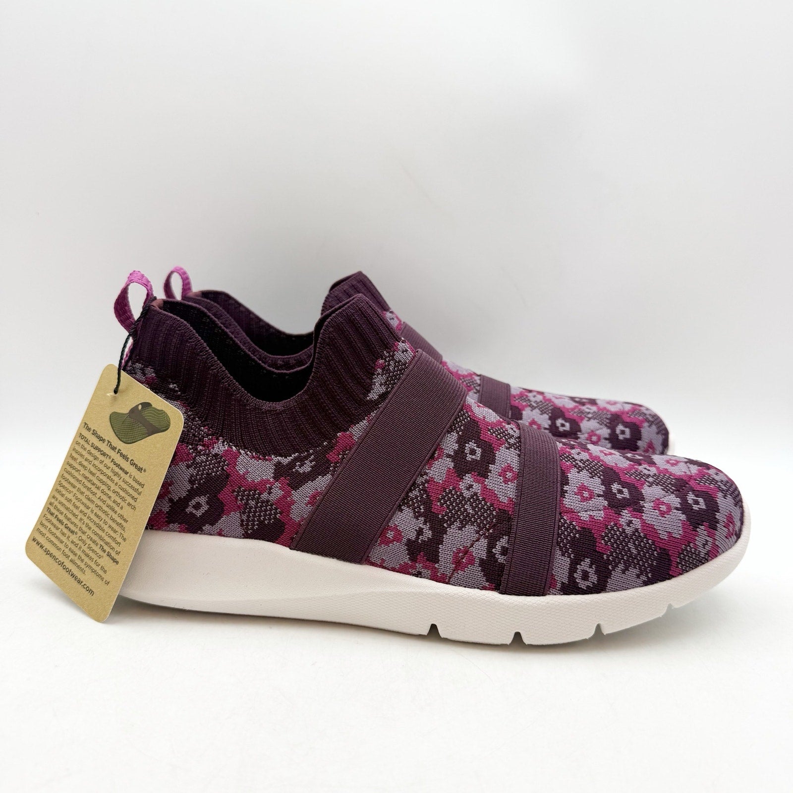 Spenco Womens Karma Stretch Sneakers US 9.5 M EU 40 Fuchsia Floral Purple NIB