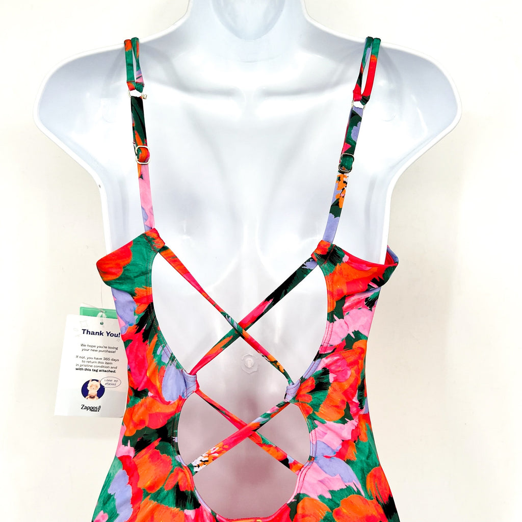 SUNSETS Womens Veronica One Piece Swimsuit Small Red Floral Hummingbird Cove NWT
