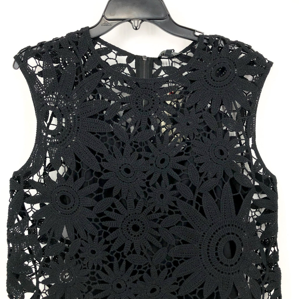 TED BAKER Women's Katrnn Crochet Top US 10 Ted Size 4 Black Short Sleeve NWT