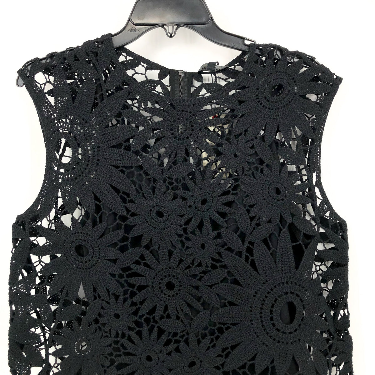 TED BAKER Women's Katrnn Crochet Top US 10 Ted Size 4 Black Short Sleeve NWT