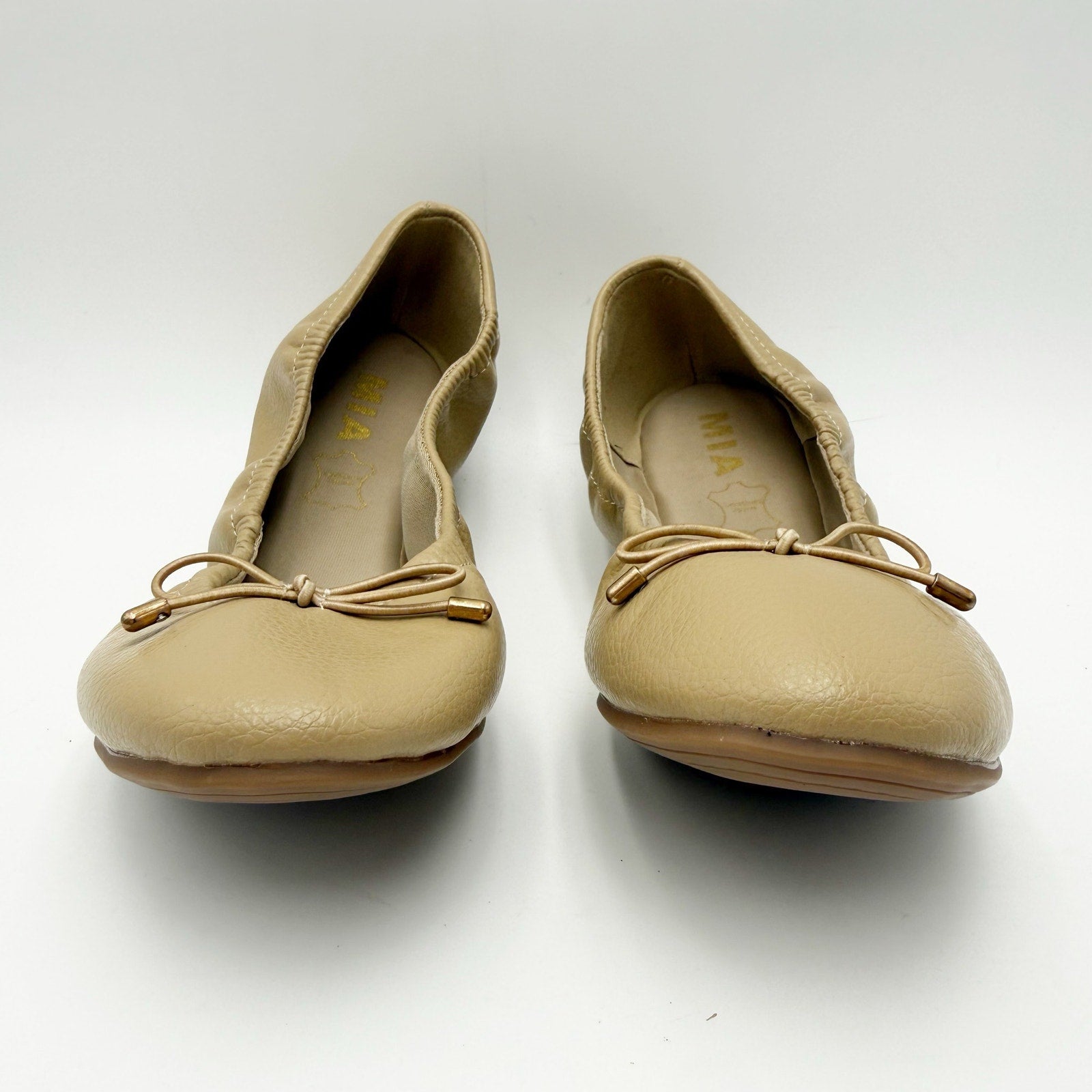MIA Womens URI Ballet Flats Size 8.5 M Tan Beige Leather NWOB