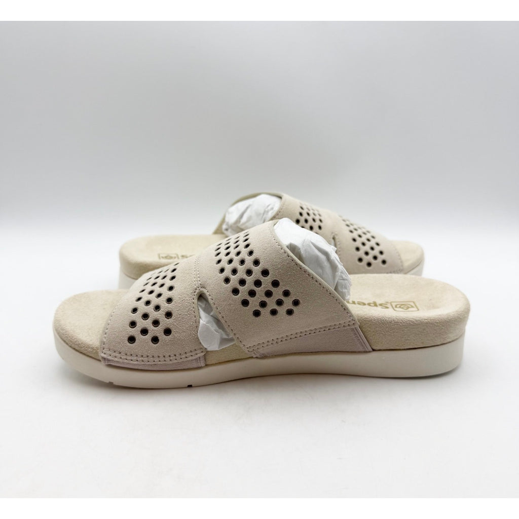 SPENCO Women's Twilight Stud Sandals Size 5.5 WIDE EU 35.5W Cream Slip On NIB