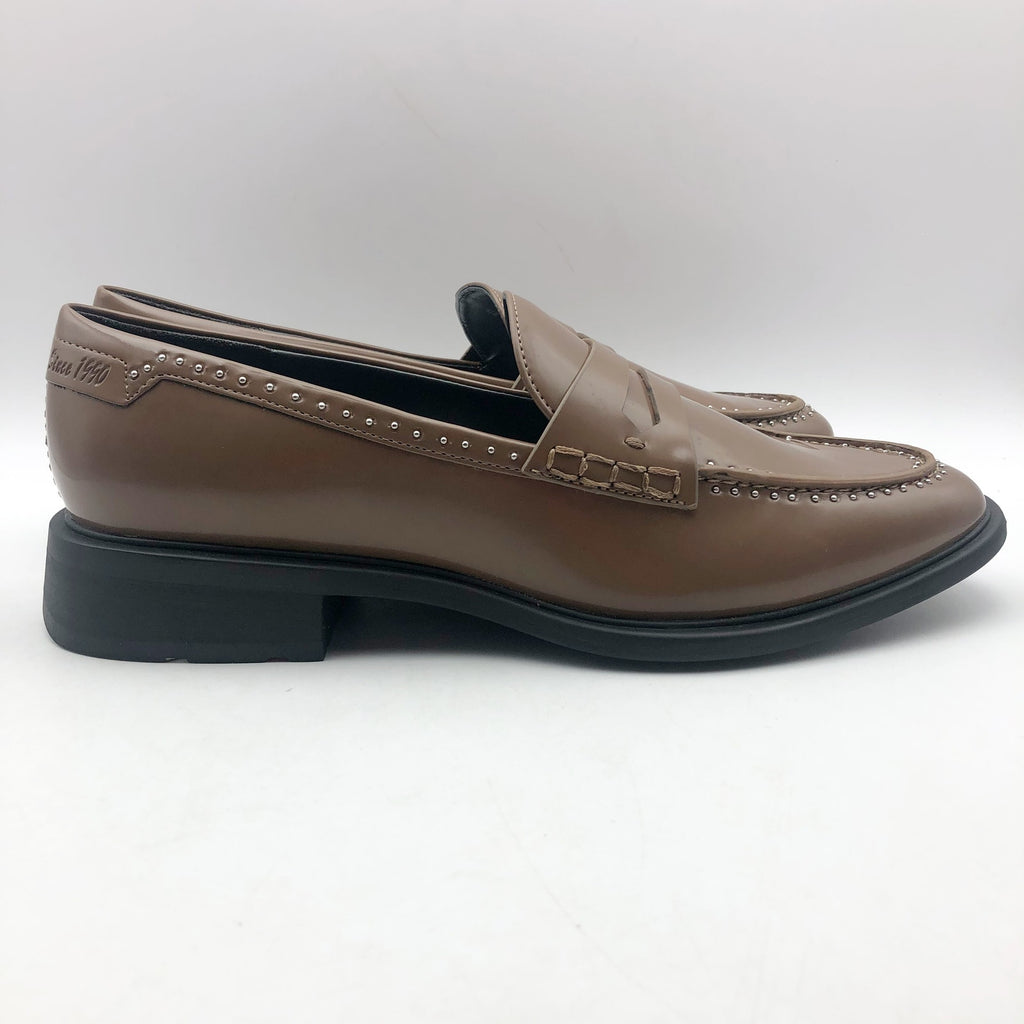 Franco Sarto Womens Eden Studded Loafers Size 7.5 Toffee Brown Slip On NWOB