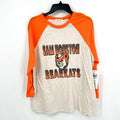 47 BRAND Womens Sam Houston Bearkats Baseball Tee XL Grey Orange Raglan NWT